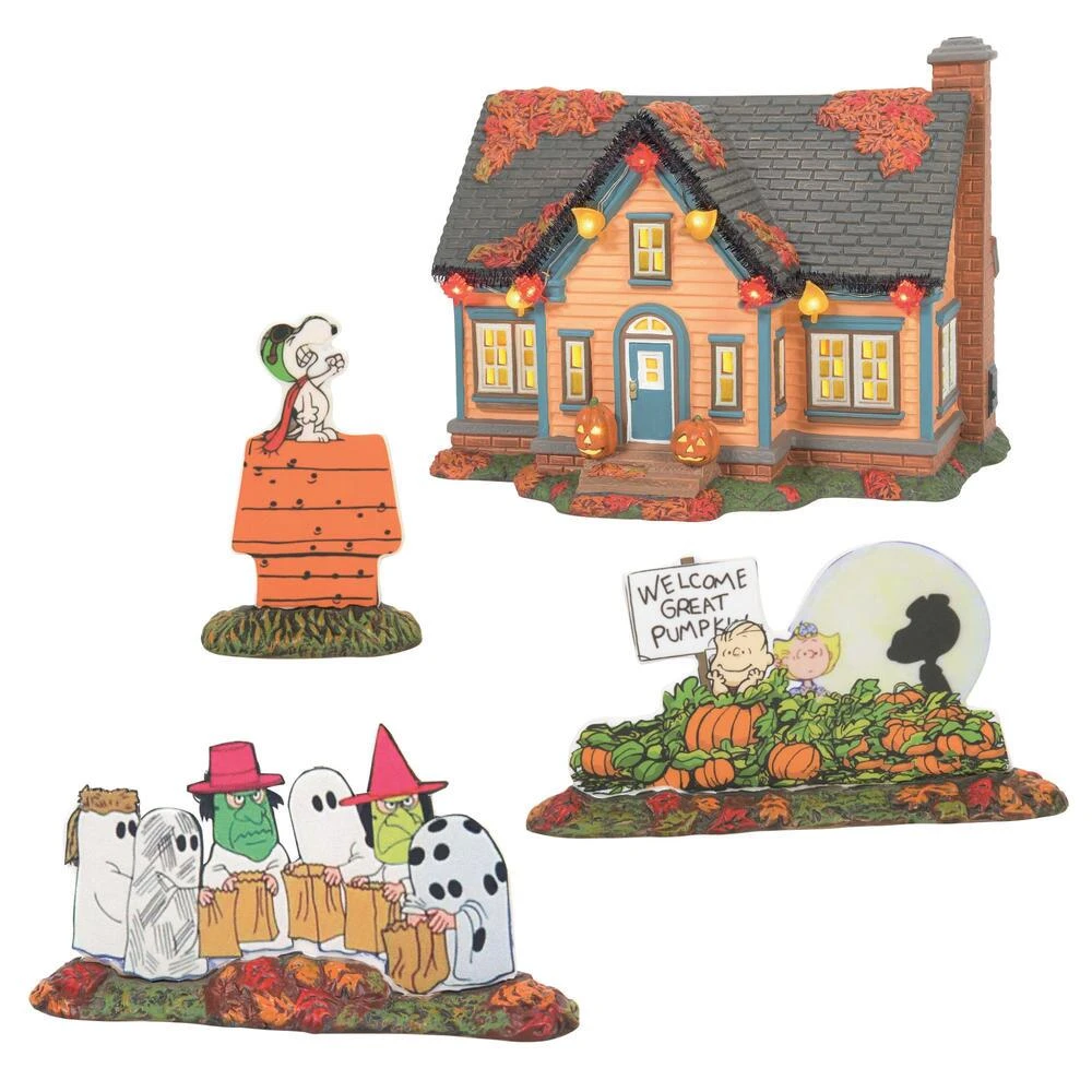 Department 56 Trick Or Treat Lane - Peanuts - 4 Piece Set - Image 2